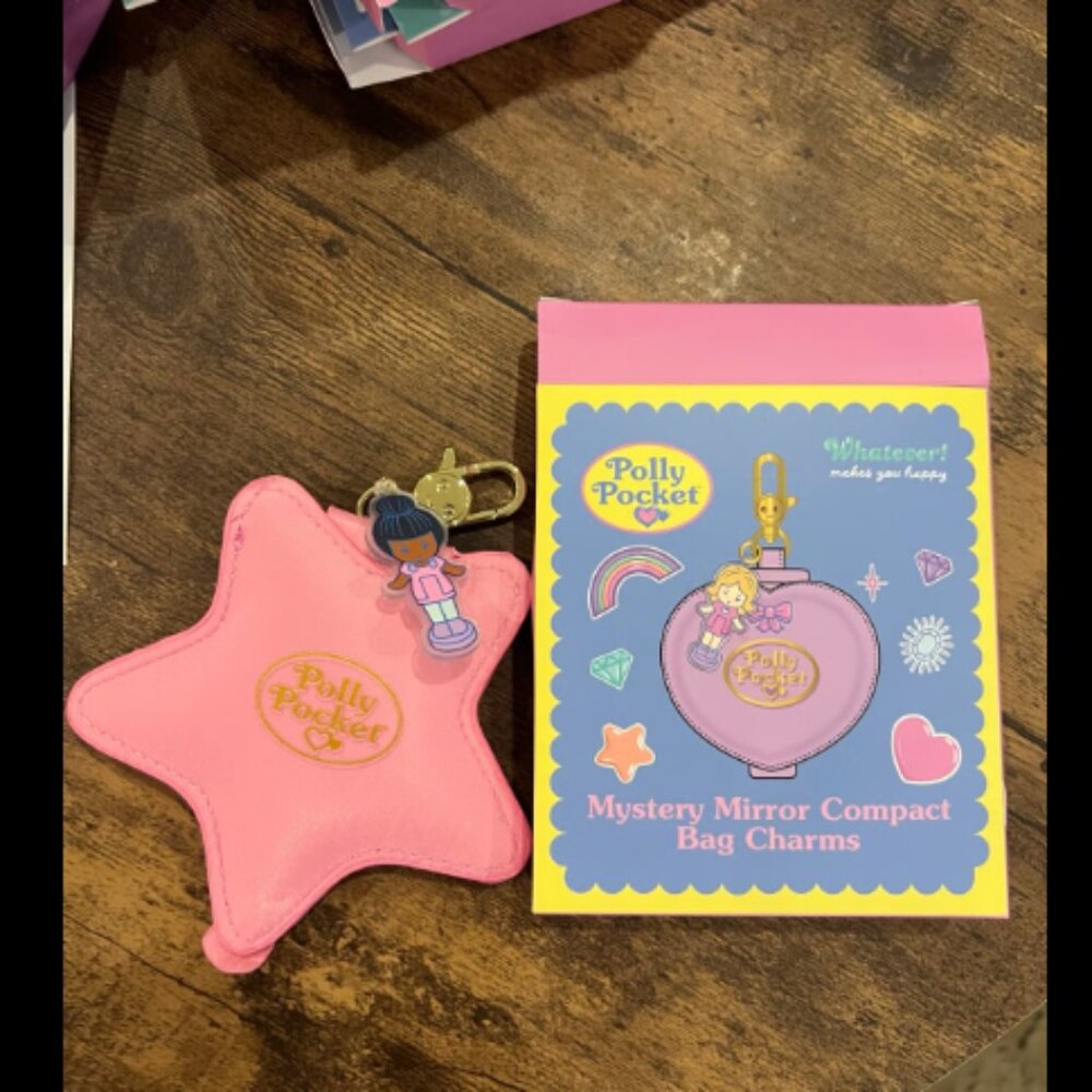 whatever! makes you happy x polly pocket compact mirror blind box keychain